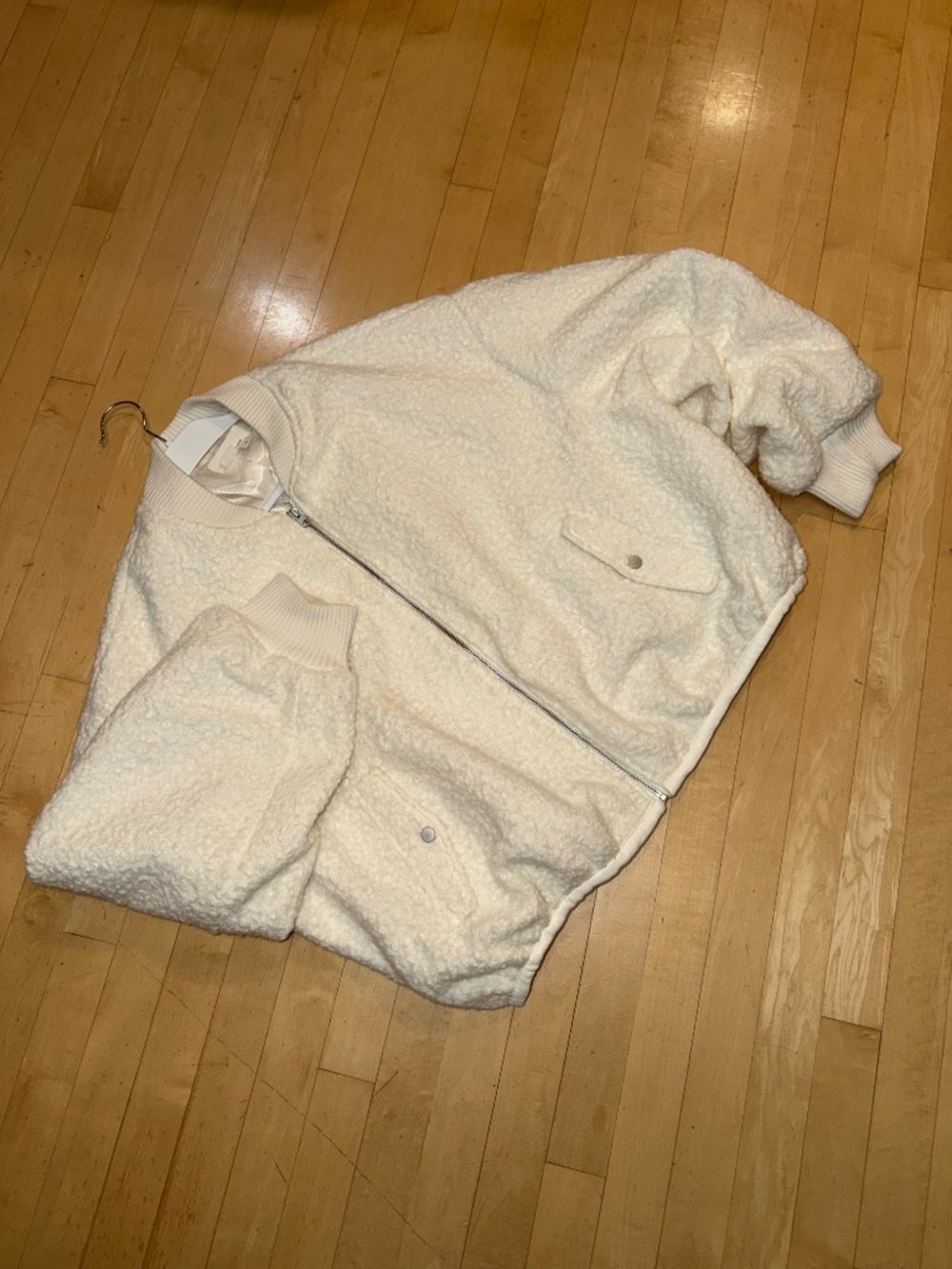Anthropologie Sherpa or Teddy Fleece Zip up Bomber Jacket,XL, GP1530 - Picture 2 of 5